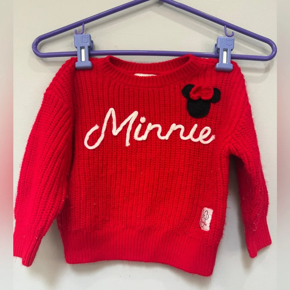 Disney Junior Minnie Mouse Girls Red Knit Sweater Size 2T